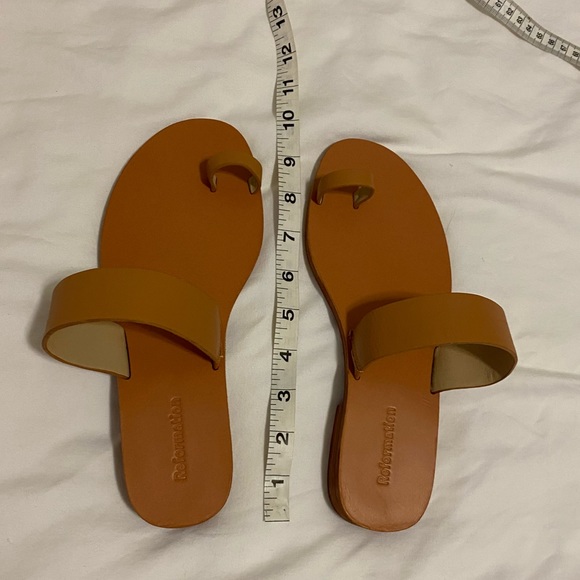 Reformation Mila Brown Leather Flat Sandals Size 7.5 - Picture 13 of 17